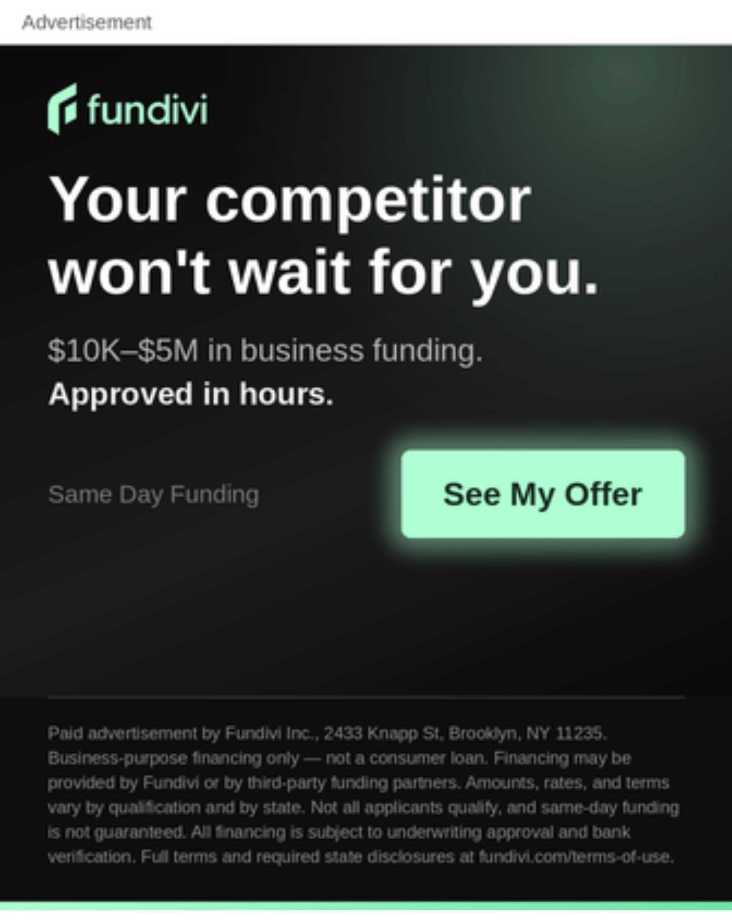 Fast cash for small business needs